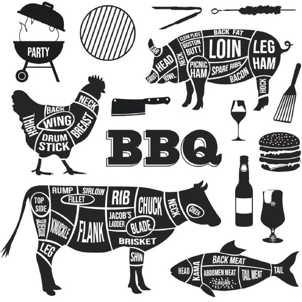 Balenie bielych papierových obrúskov so zvieratami BBQ -20 ks - 13 * 3 * 13 cm - J-Line by Jolipa