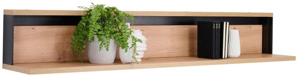 NÁSTENNÁ POLICA, čierna, dub artisan, 155/26/25 cm Hom`in - Regály