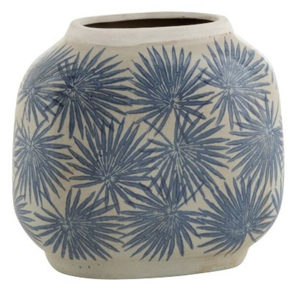 Keramická váza s modrými kvetmi BLAW - 24 * 12,5 * 22 cm - J-Line by Jolipa