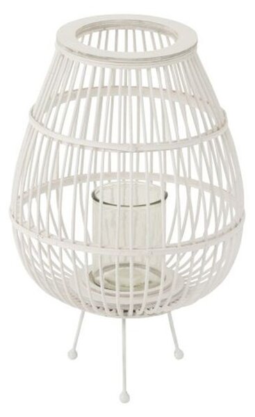 Biela drevená lampáš na nôžkach Daya - Ø 31 * 47,5 cm - J-Line by Jolipa