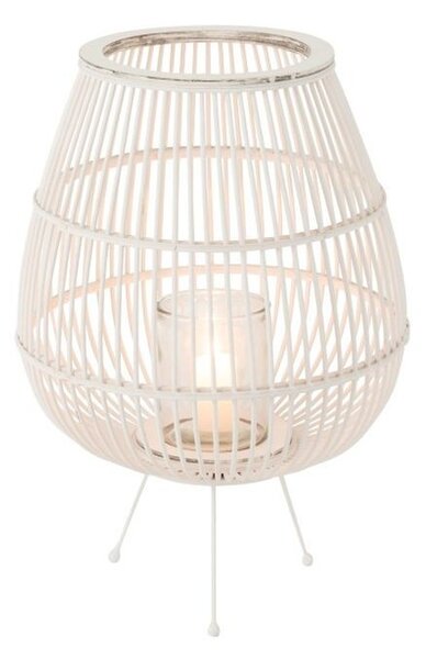 Biela drevená lampáš na nôžkach Daya L - Ø40 * 59 cm - J-Line by Jolipa