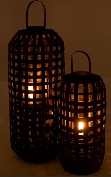 Tmavo hnedá drevená lampáš Toinette - Ø 41,5 * 95 cm - J-Line by Jolipa
