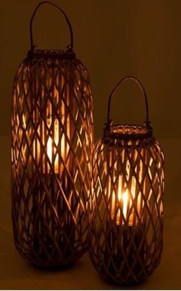 Sivohnedá drevená lampáš Romaine L - Ø 38,5 * 96,5 cm - J-Line by Jolipa