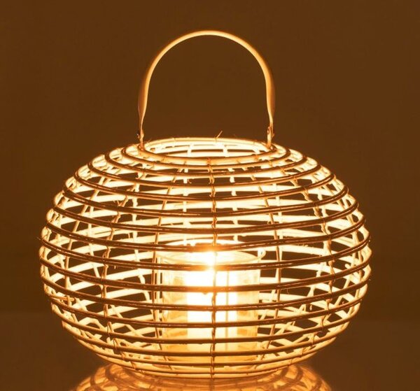 Biela bambusová lampáš Bamboo - Ø 34 * 26 cm - J-Line by Jolipa