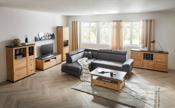 SKRINKA POD TV, tmavosivá, dub artisan, 150/55,6/50 cm Hom`in - TV nábytok