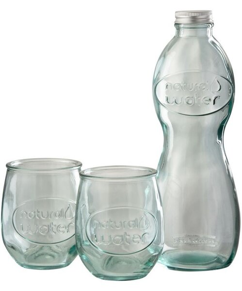 Transparentná sklenená fľaša a 2skleničky Natural - Ø 10 * 26cm - J-Line by Jolipa