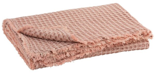 Ružový bavlnený vaflový pléd Waffle - 130 * 170 cm - J-Line by Jolipa