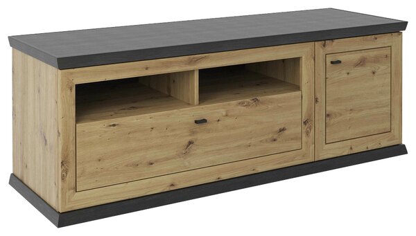 SKRINKA POD TV, tmavosivá, dub artisan, 150/55,6/50 cm Hom`in - TV nábytok