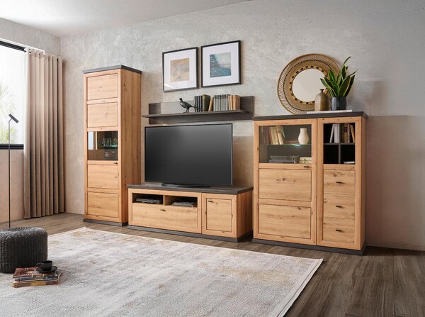 SKRINKA POD TV, tmavosivá, dub artisan, 150/55,6/50 cm Hom`in - TV nábytok