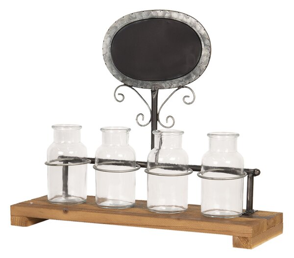 Dekoračné fľaštičky v stojane s ceduľou Mercer - 42*14*35 cm - Clayre & Eef