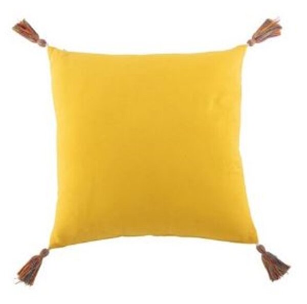 Žltý vankúš s bodkami a strapcami - 45 * 45 cm - J-Line by Jolipa