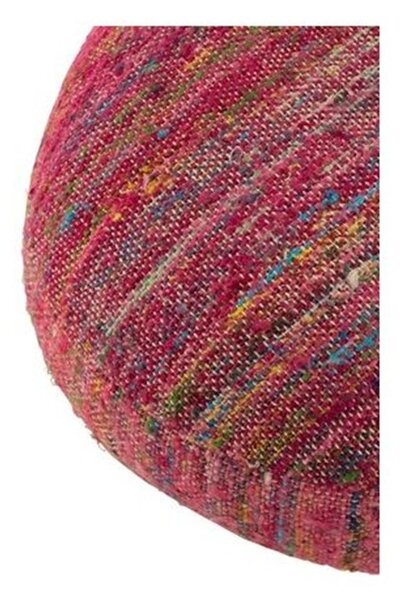 Tmavo ružový puf prešitý farebnými niťami - 54,5 * 50 * 24 cm - J-Line by Jolipa