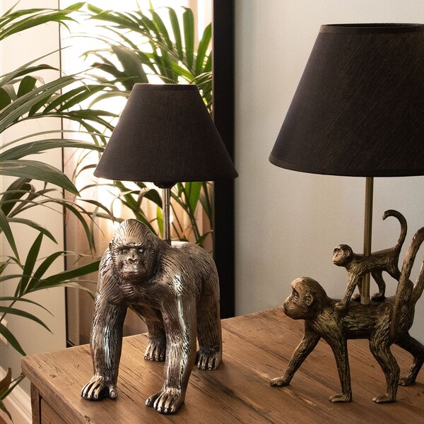 Zlatá stolná lampa v dizajne opíc Les Animaux - 20 * 7 * 36 cm - Clayre & Eef