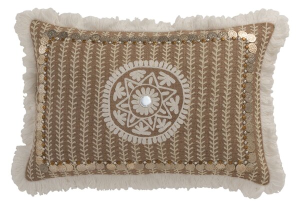 Hnedý jutový vankúš so strapcami a peniažkami Jute natural - 49*12*31cm - J-Line by Jolipa
