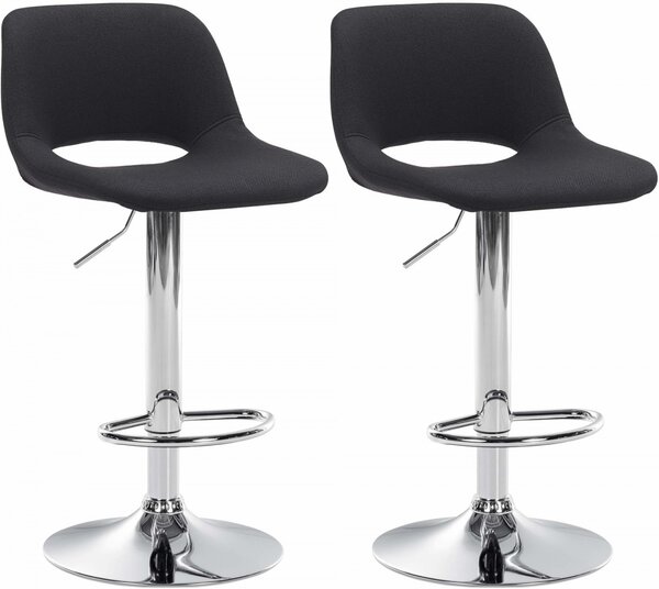 2x Barová stolička Camden - látka, chróm - Čierna