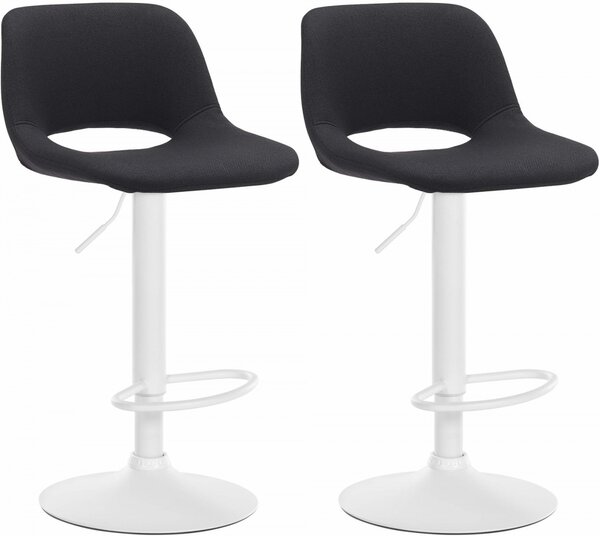 2x Barová stolička Camden - látka, biely rám - Čierna