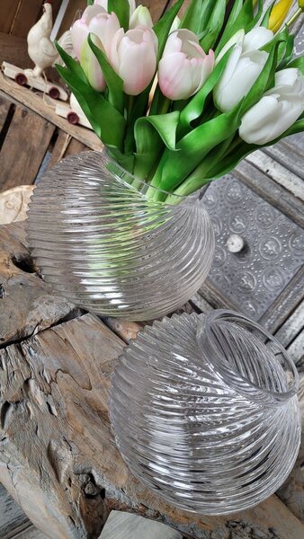 Sklenená priehľadná váza Stripes L - Ø 20,5*15 cm - J-Line by Jolipa