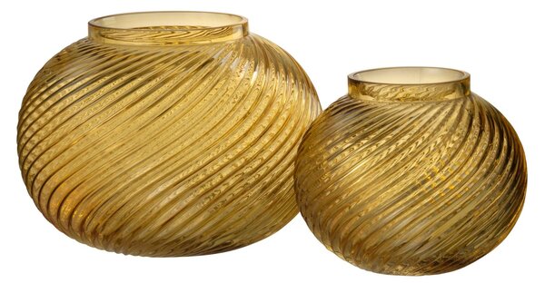 Žltá sklenená okrúhla váza Stripes L - Ø 20*17 cm - J-Line by Jolipa