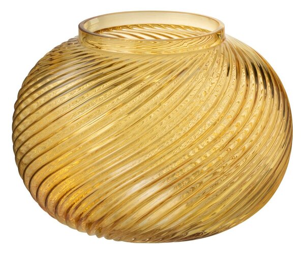 Žltá sklenená okrúhla váza Stripes L - Ø 20*17 cm - J-Line by Jolipa