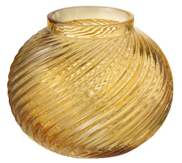 Žltá sklenená okrúhla váza Stripes S - Ø15*12,5 cm - J-Line by Jolipa