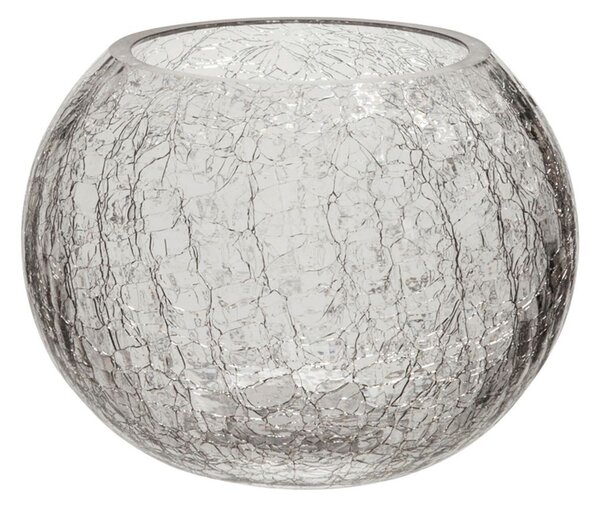 Sklenený guľatý svietnik s popraskaním M - 15 * 15 * 11,5 cm - J-Line by Jolipa