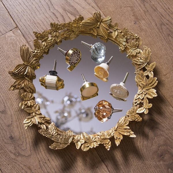 Béžová úchytka so zlatým ornamentom Orae - Ø 3 cm - Clayre & Eef