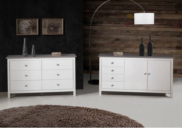 Biela nízka komoda z borovicového dreva 130x80 cm Berna – Marckeric