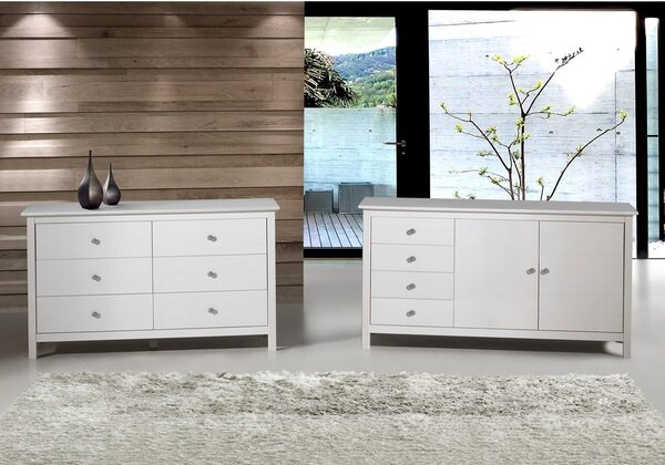 Biela nízka komoda z borovicového dreva 130x80 cm Berna – Marckeric