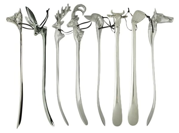 Strieborná kovová obúvacia lyžica s hlavou jeleňa Deer - 52*5*1cm - Mars & More