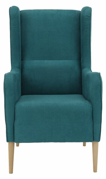 KONDELA Kreslo ušiak, tyrkysová/buk, BREDLY