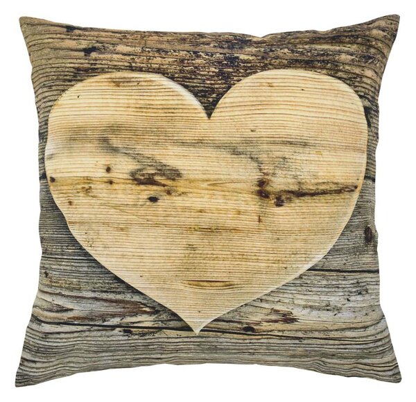 Plátený vankúš drevené srdce Wooden heart - 50 * 10 * 50cm - Mars & More