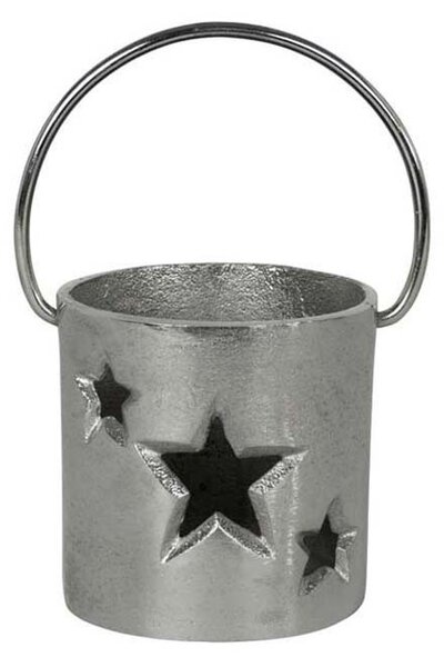 Strieborný kovový svietnik s hviezdami - Ø 12 * 12cm - Mars & More