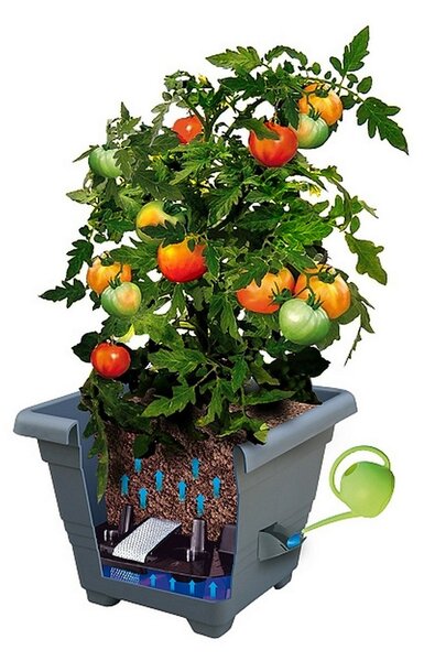 Samozavlažovací kvetináč BERGAMOT, terakota, Plastia