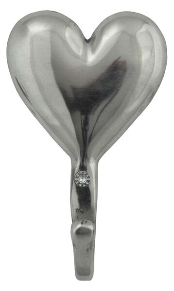 Kovový strieborný nástenný háčik Srdce - 8 * 3 * 13cm - Mars & More