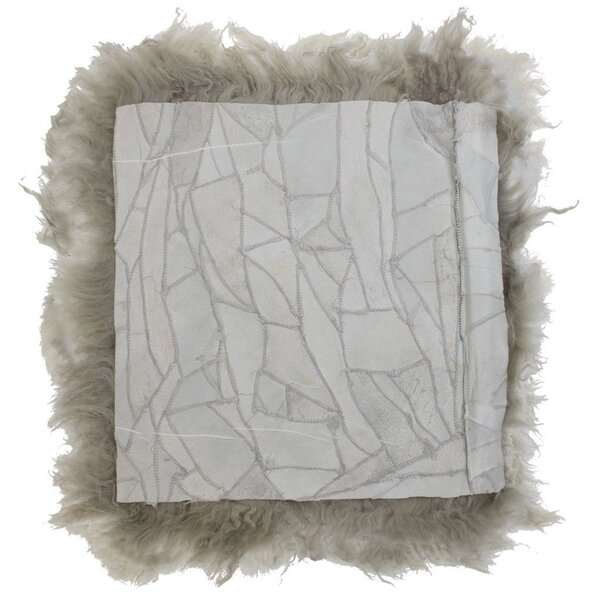 Kožený sivý podsedák dlhý chlp Curly grey - 40*40*2cm - Mars & More
