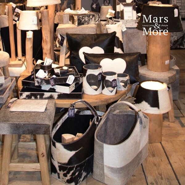 Kožený zásobník na papierové vreckovky hnedá /biela - 25*14*9 cm - Mars & More