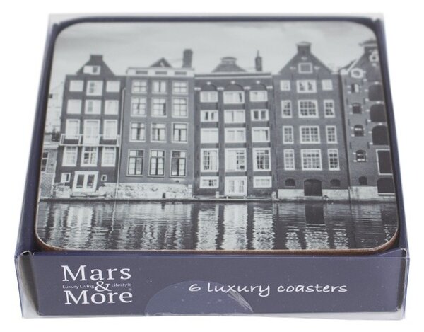 6ks pevné korkové podtácky s motívom Amsterdam - 10*10*0,4cm - Mars & More