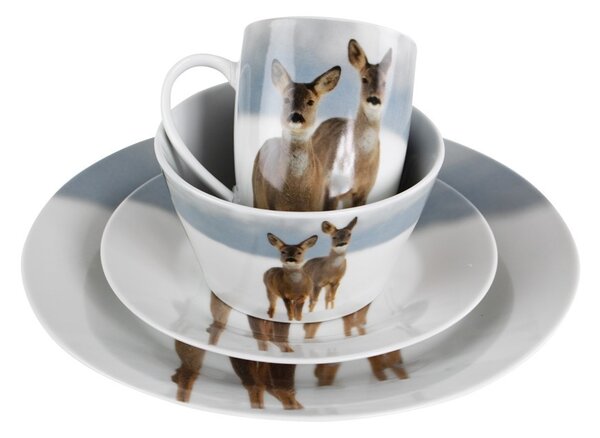 Porcelánový dezertný tanier so srnkami - Ø 19 * 2cm - Mars & More