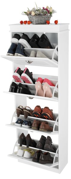 KONDELA Botník, 4-radový, biela, SEBER TYP 3