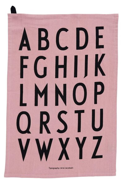 Ružová bavlnená utierka Design Letters Alphabet, 40 x 60 cm