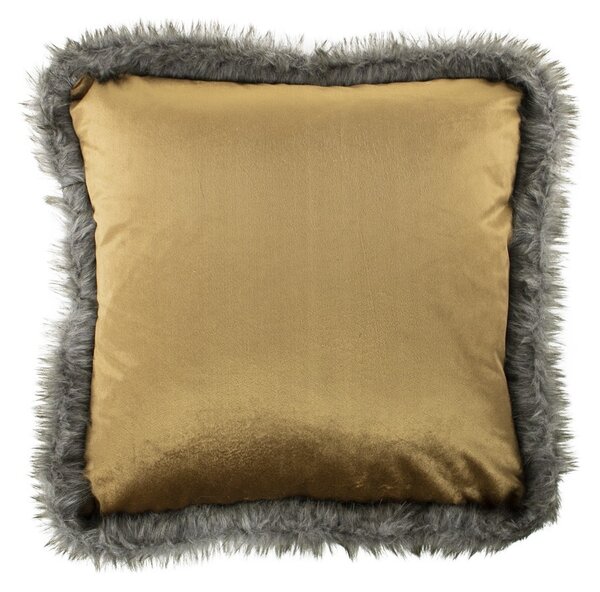 Měděný sametový vankúš lemovaný kožešinou Copp - 45 * 45 * 10cm - Mars & More