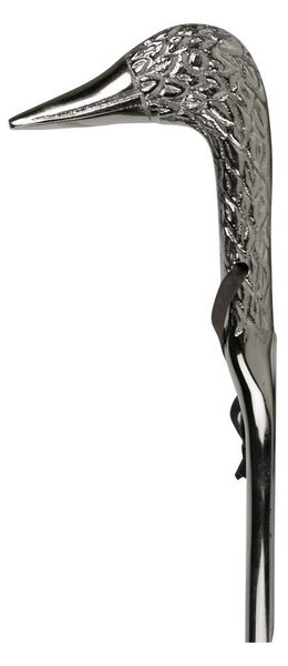 Strieborná kovová obúvacia lyžica s hlavou kačice - 10*3*58 cm - Mars & More