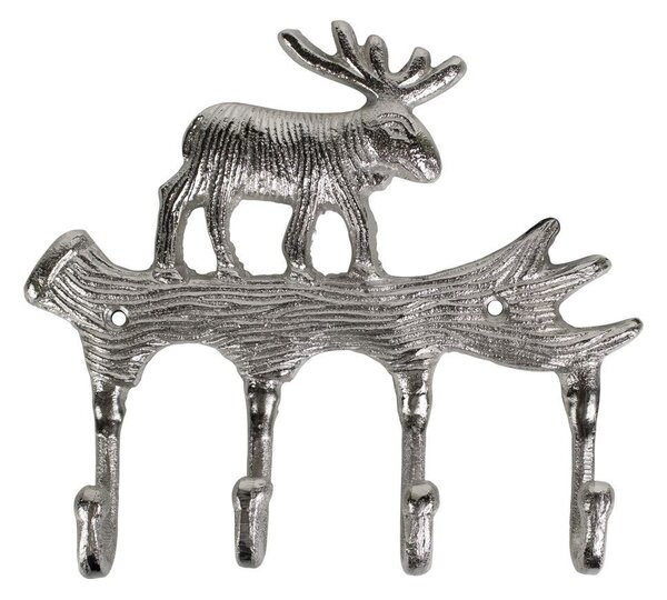 Strieborný nástenný vešiak s jeleňom Brudy - 19 * 3,5 * 22cm - Mars & More