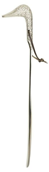 Strieborná kovová obúvacia lyžica s hlavou kačice - 10*3*58 cm - Mars & More