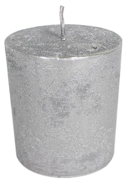Strieborná nevonná sviečka M valec - Ø 7*10cm - Mars & More