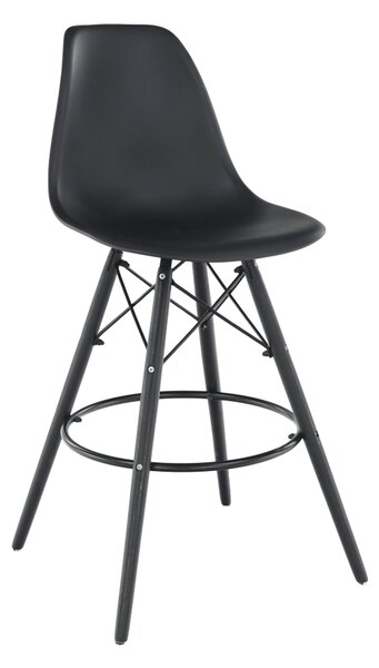 TEMPO Barová stolička, čierna, plast/drevo, CARBRY NEW