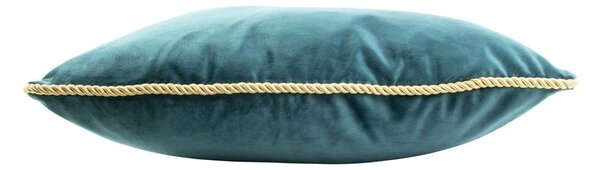 Petrolejový zamatový vankúš obšitý krúteným zlatým povrázkom Velvet - 45*10*45cm - Mars & More
