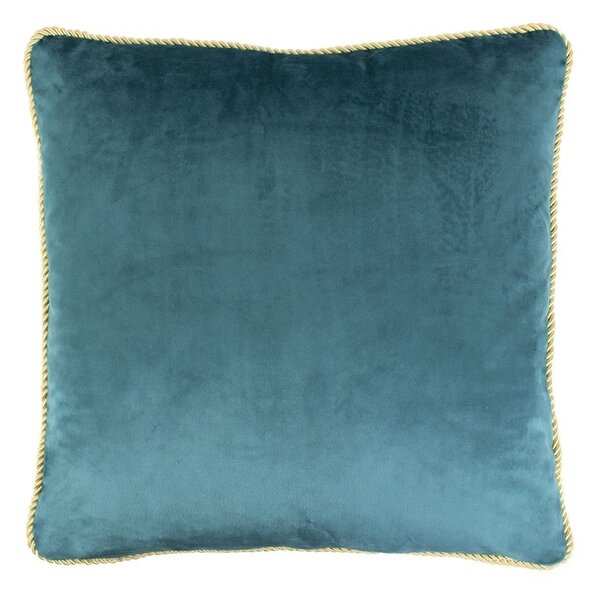 Petrolejový zamatový vankúš obšitý krúteným zlatým povrázkom Velvet - 45*10*45cm - Mars & More