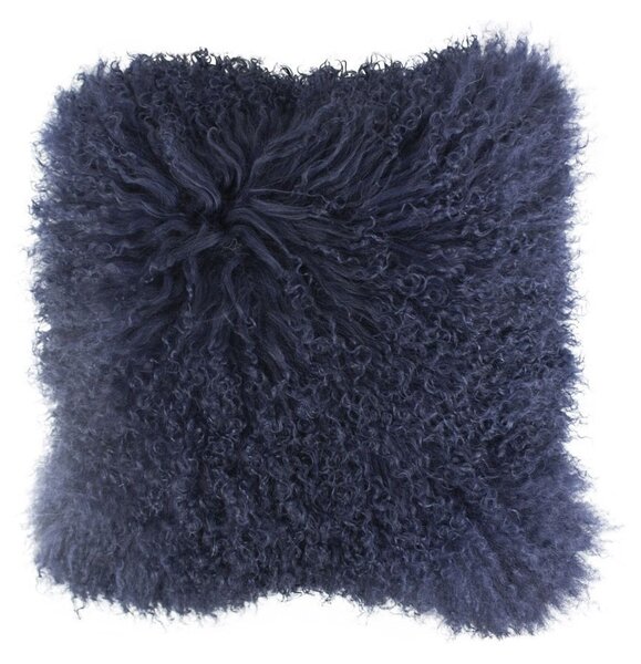 Vankúš modrá ovčej kože kučeravý dlhý chlp Navy Curly - 40 * 40 * 10cm - Mars & More