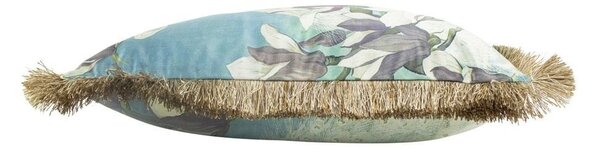 Zamatový vankúš biely páv so zlatými strapcami Frill - 45 * 45 * 10cm - Mars & More